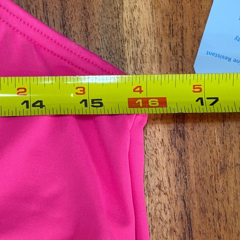 Lands End V Neck Tulip Wrap Swim Dress One Piece Shelf Bra Fuschia LP 14 16 - Picture 9 of 15